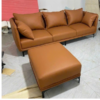 Bộ ghế sofa chữ L bọc da màu nâu mới 99%