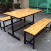 Bộ bàn ghế quán ăn mặt gỗ thông chân sắt tồn kho