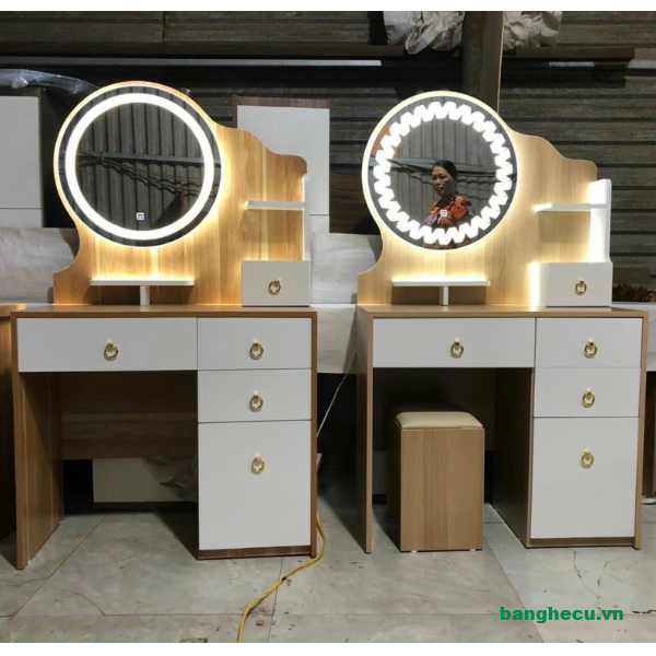 Thanh lý Bàn phấn trang điểm gỗ MDF màu nâu phối trắng