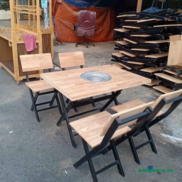 Bộ Bàn ghế xếp quán lẩu có bếp nướng tồn kho