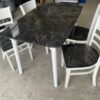 Bộ bàn ăn cabin 4 ghế mặt giả đá màu đen mới 99%