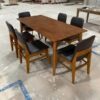 Bộ bàn ăn Katana 6 ghế gỗ nệm bọc da mới 99%