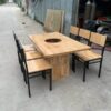 Bàn ghế quán nướng BBQ gỗ tự nhiên chân sắt