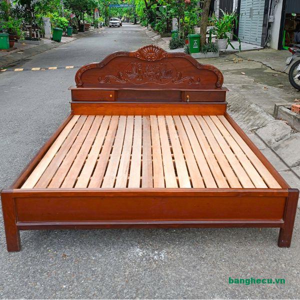 Giường cũ 1m8 x 2m gỗ căm xe thanh lý