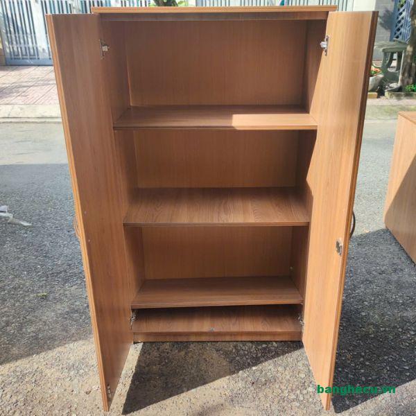 Tủ hồ sơ 2 cánh thấp màu nâu gỗ mới 90% - Ảnh 2