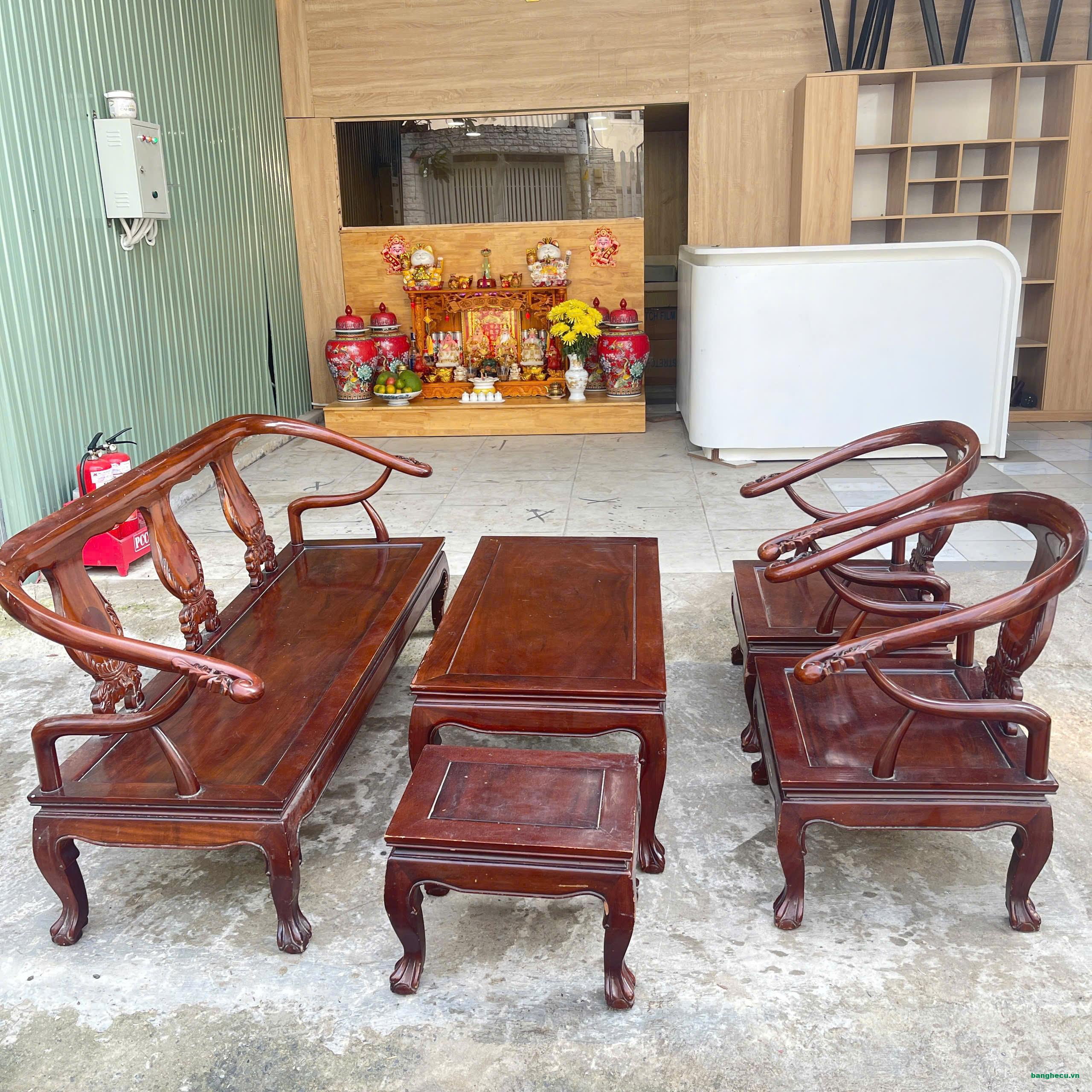 Bộ salon gỗ kiểu minh thúng cũ thanh lý