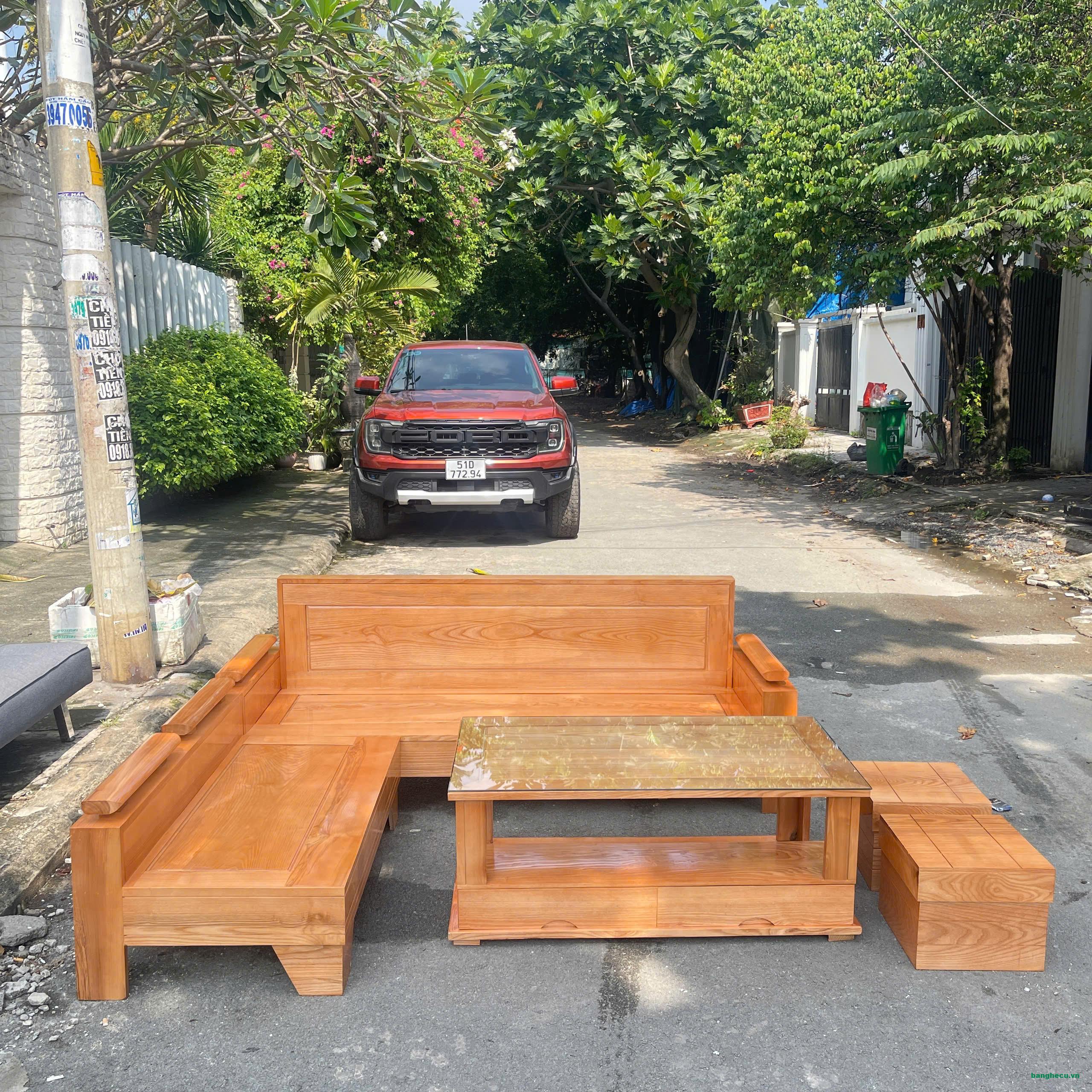 Bộ salon gỗ sồi chữ L mới 100% giá rẻ