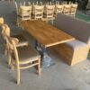 Bộ bàn ghế cafe gỗ tự nhiên mặt nệm cao cấp thanh lý