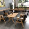 Bộ bàn ghế gỗ quán cafe Katana mặt nệm thanh lý