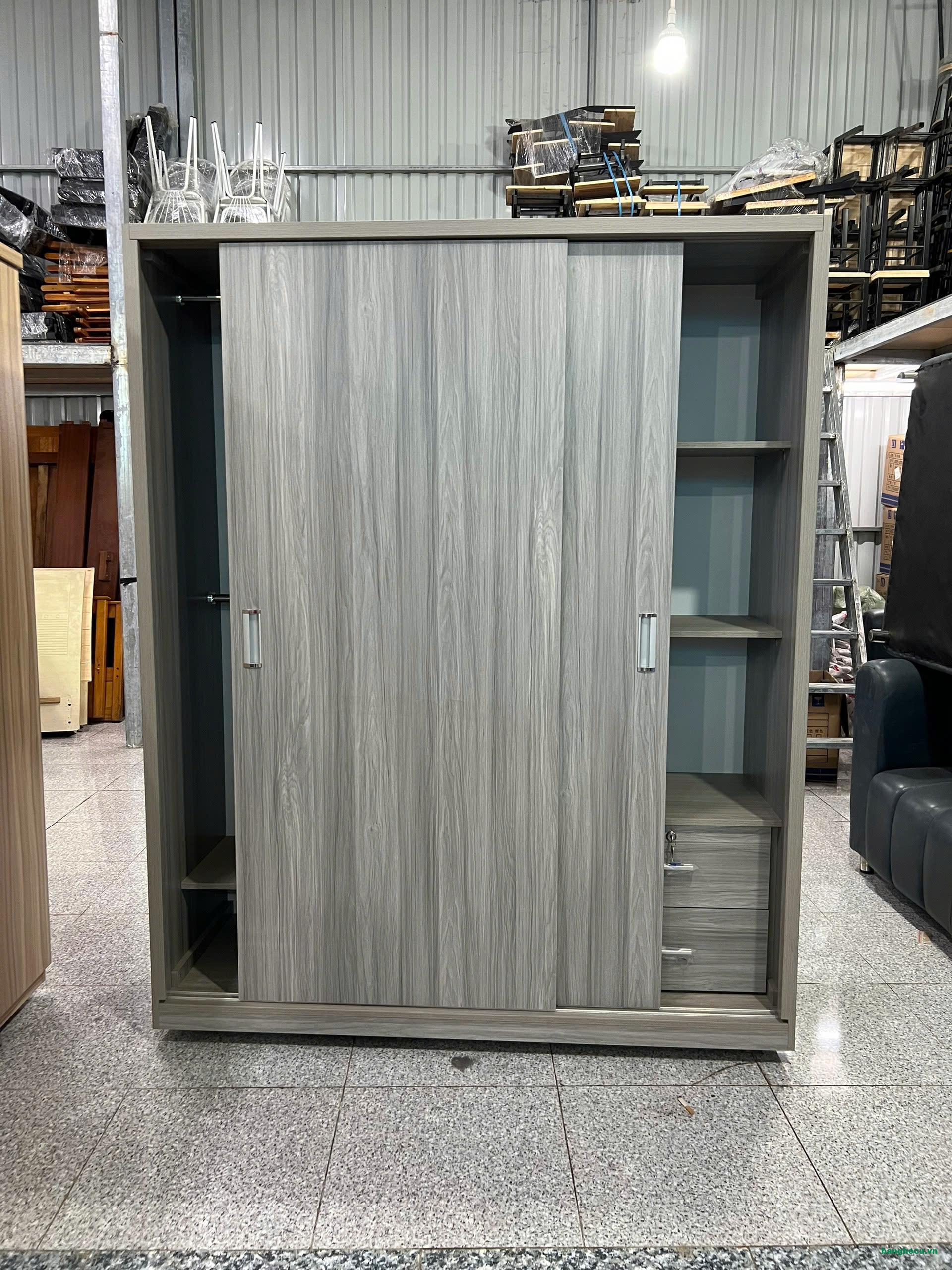 Tủ áo 2 cánh gỗ MDF cửa lùa mới 99%