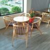 Thanh lý Ghế gỗ cà phê 12 nan màu tự nhiên