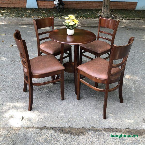 Ghế cafe gỗ tự nhiên mặt nệm màu nâu