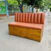 Ghế băng sofa cafe nệm bọc da nâu khung gỗ mới