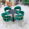 Bộ bàn cafe 4 ghế nệm bọc vải nhung tay ôm vòng cung đẹp