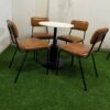 Bộ bàn cafe 4 ghế Lotte mặt nệm da nâu cao cấp