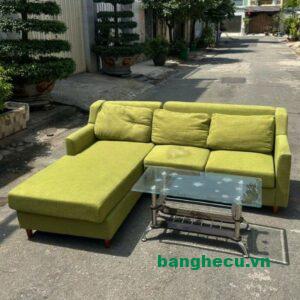 Bộ sofa L màu xanh hàng đẹp như mới
