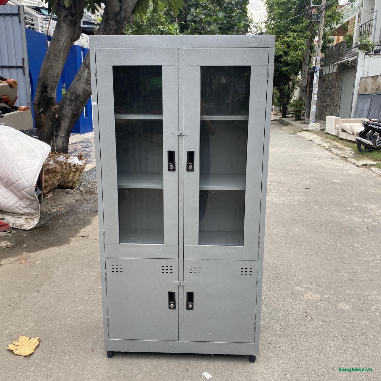 Tủ sắt 2 cánh cửa kính đựng hồ sơ, tài liệu mới