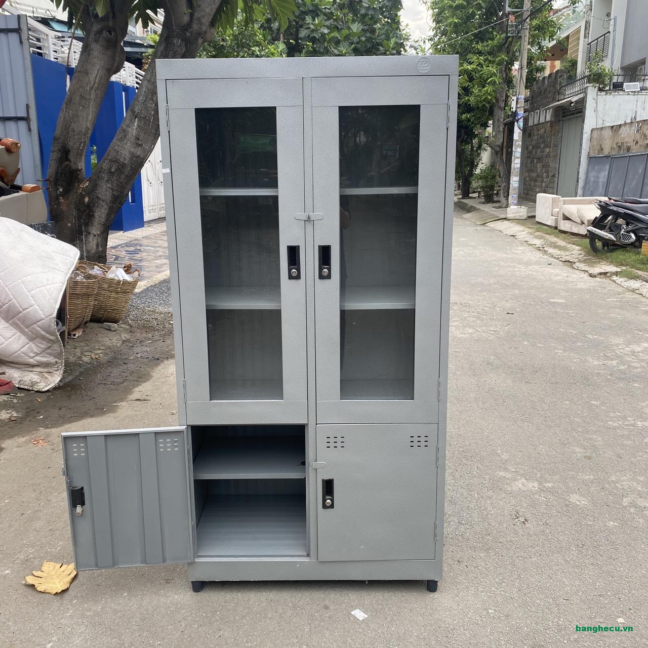 Tủ sắt 2 cánh cửa kính đựng hồ sơ, tài liệu mới - Ảnh 2