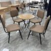 Bộ bàn 4 ghế cafe Lotte mặt nệm màu nâu