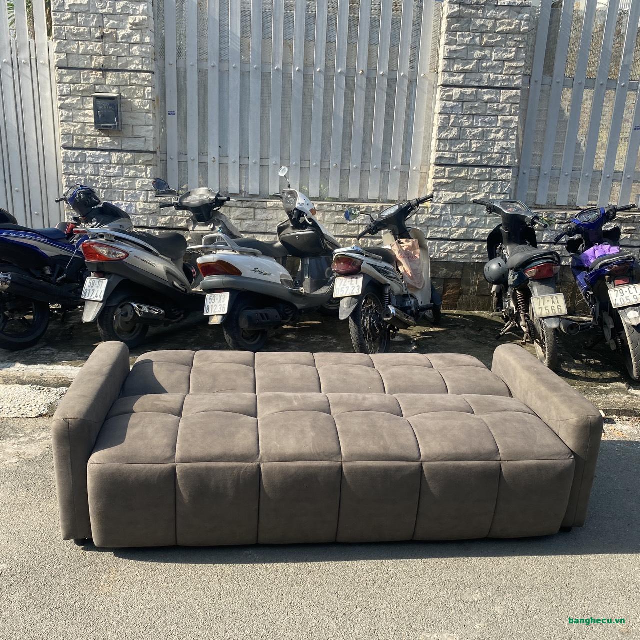 Thanh lý Ghế sofa bed bọc nhung màu xám cao cấp