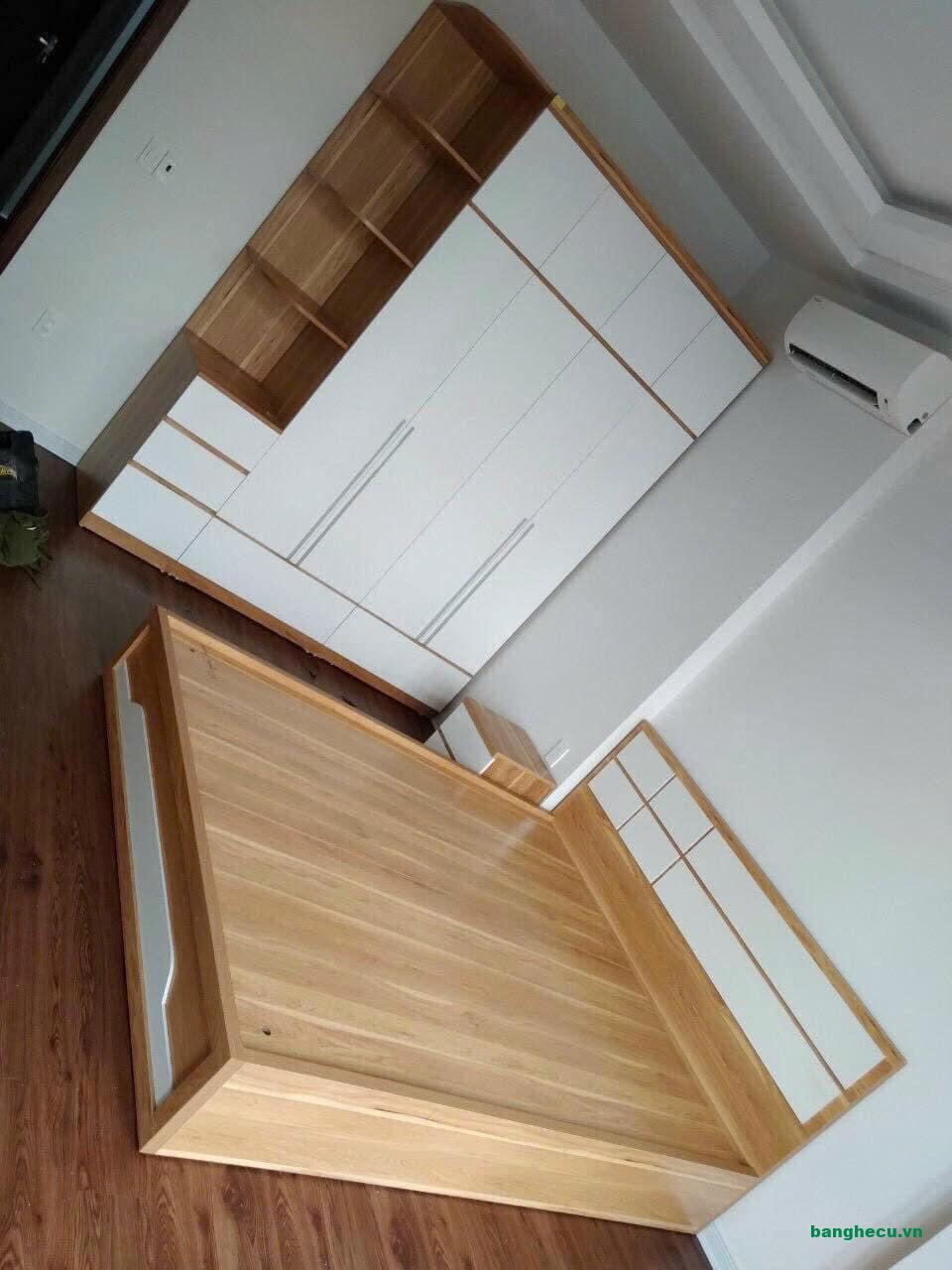 Giường ngủ 1m8 kèm tủ quần áo 4 cánh kịch trần mới 100%