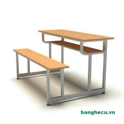 Bàn học sinh liền ghế không tựa khung sắt mới 99%