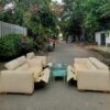 Bộ ghế sofa nhập khẩu bọc da kéo ra thư giãn thanh lý