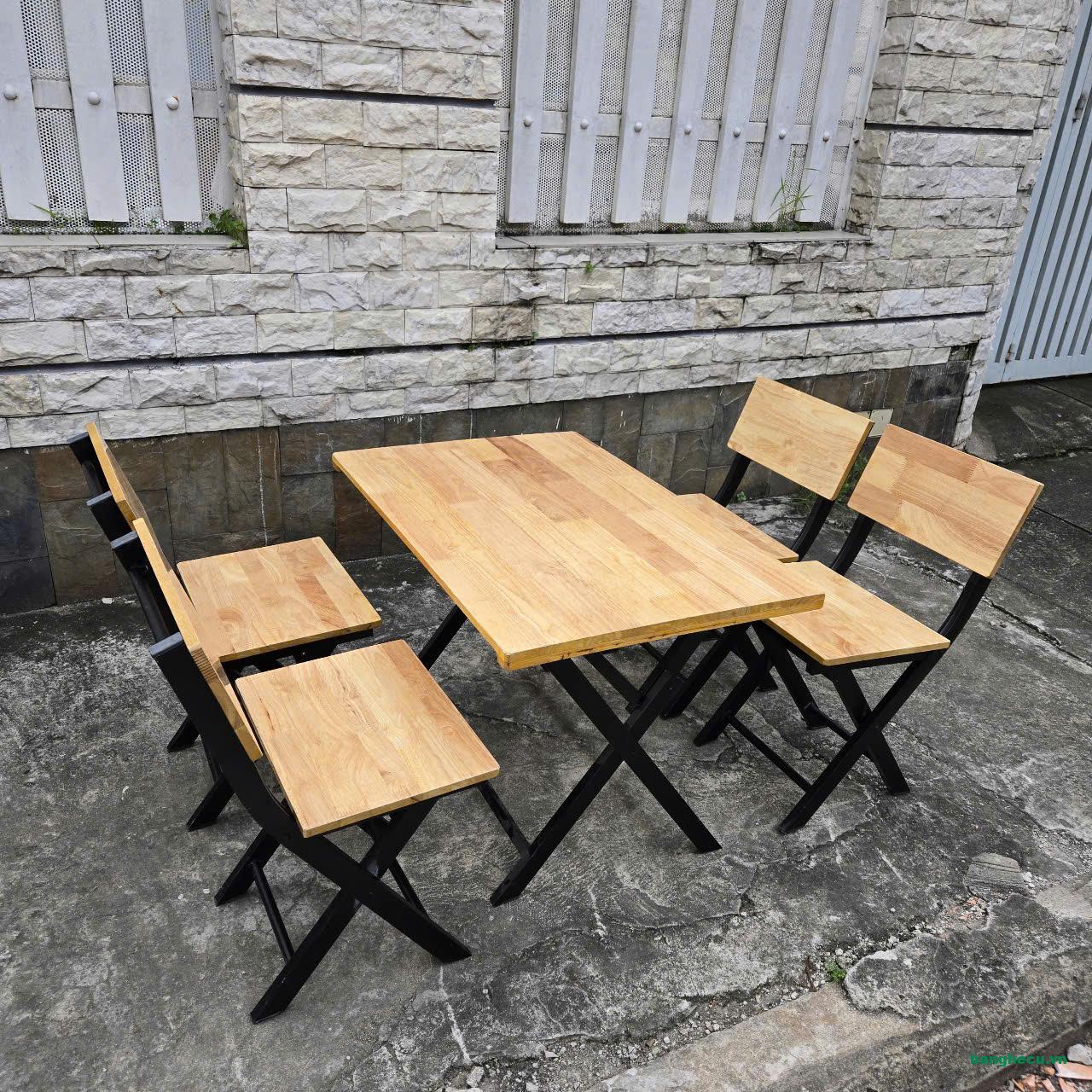 Bộ bàn ghế xếp chân sắt quán ăn - Ảnh 2