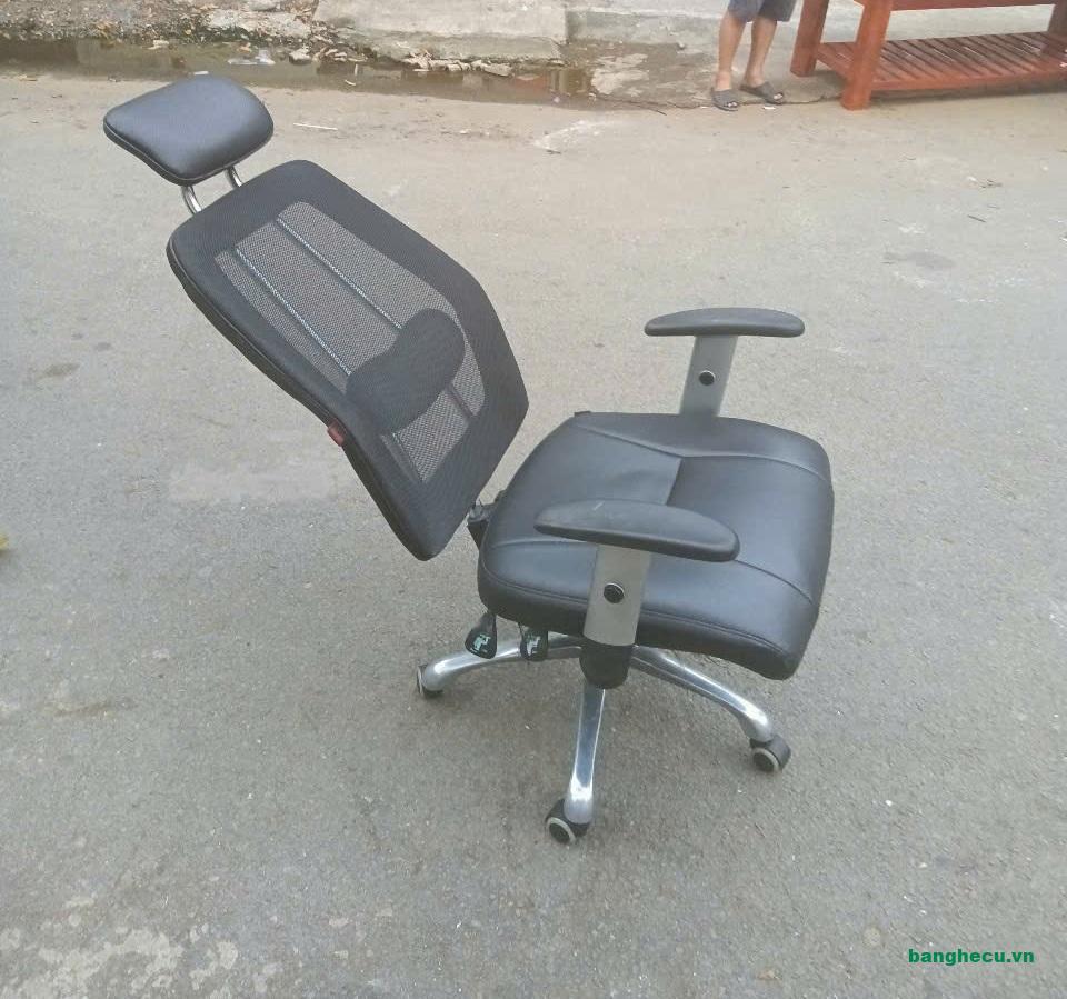 Ghế Trưởng phòng chân xoay lưng lưới đệm da có ngã - Ảnh 4