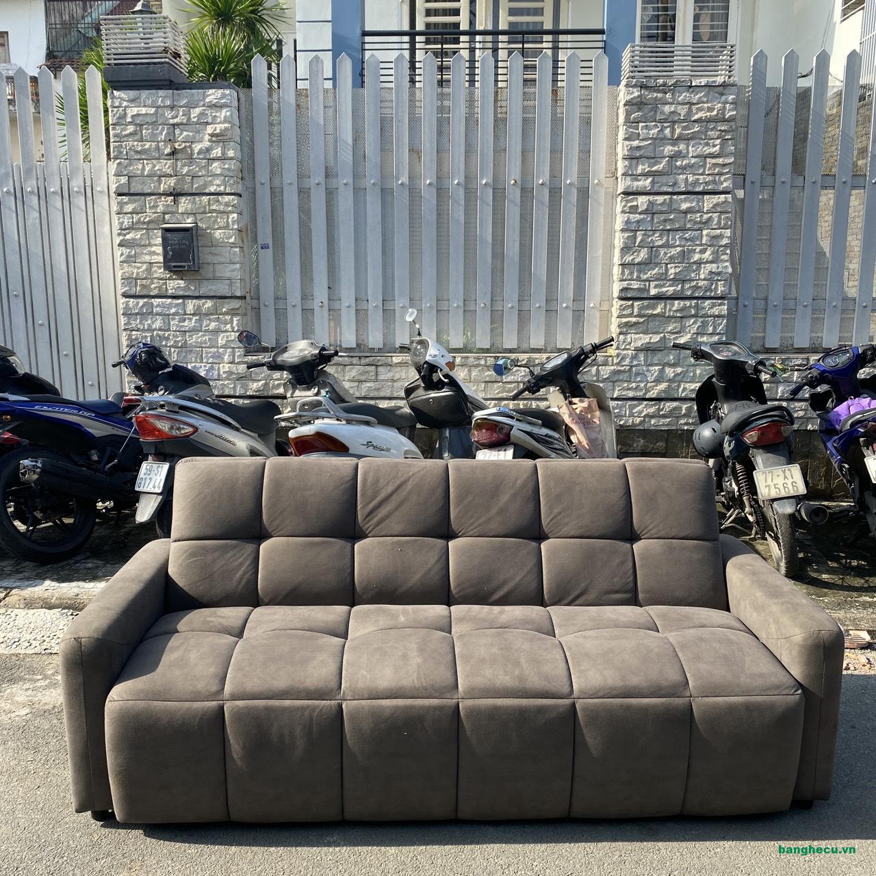 Thanh lý Ghế sofa bed bọc nhung màu xám cao cấp - Ảnh 2