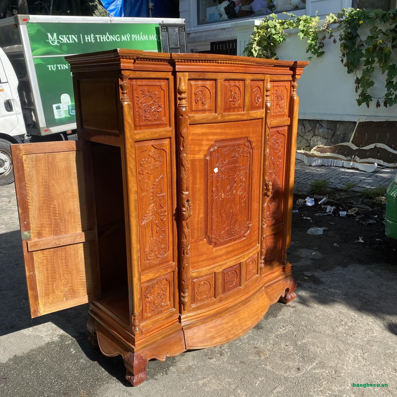 Tủ thờ gỗ gõ đỏ cao cấp 4 chân 1m3x1m55 mới 90% - Ảnh 5