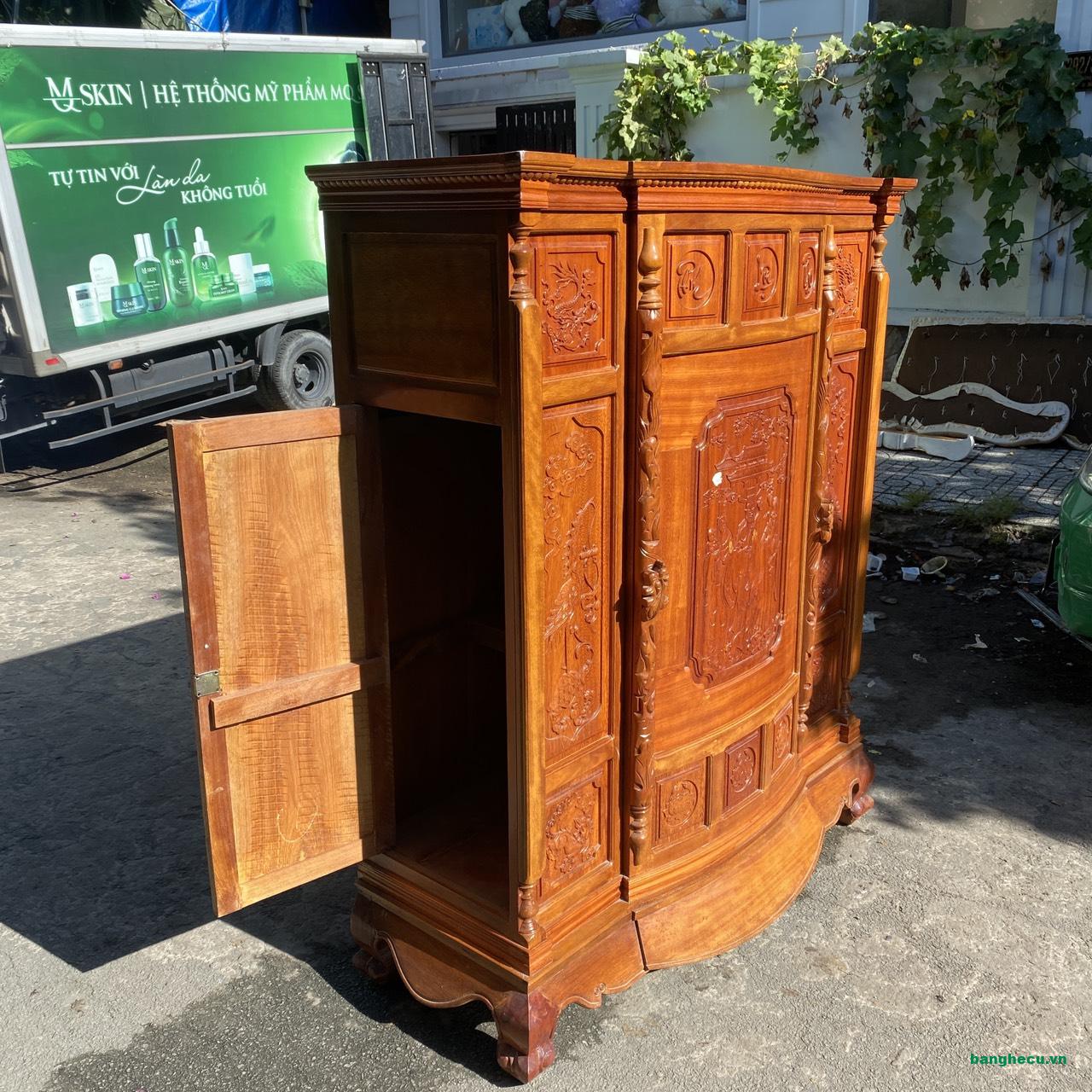 Tủ thờ gỗ gõ đỏ cao cấp 4 chân 1m3x1m55 mới 90% - Ảnh 3