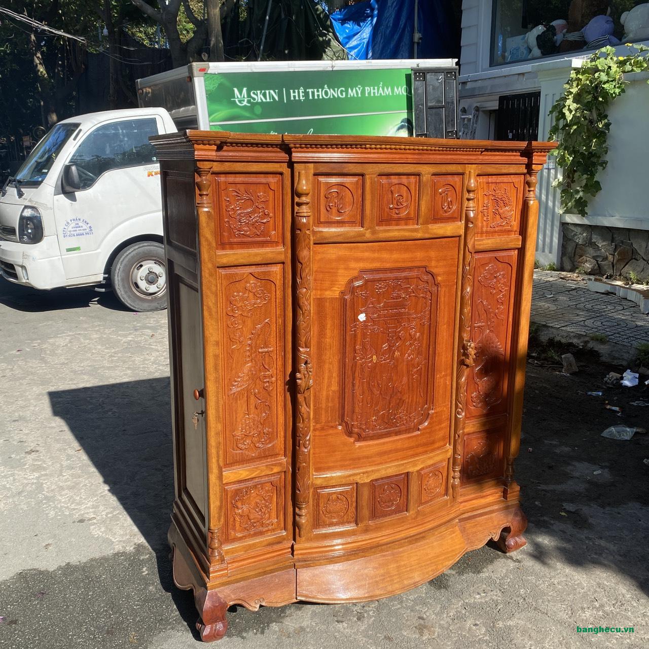 Tủ thờ gỗ gõ đỏ cao cấp 4 chân 1m3x1m55 mới 90% - Ảnh 2