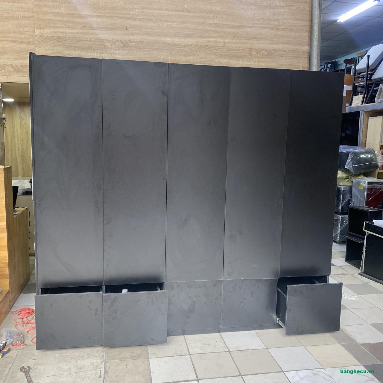 Tủ quần áo 4 cánh 2m3x2m1 màu đen hiện đại - Ảnh 3