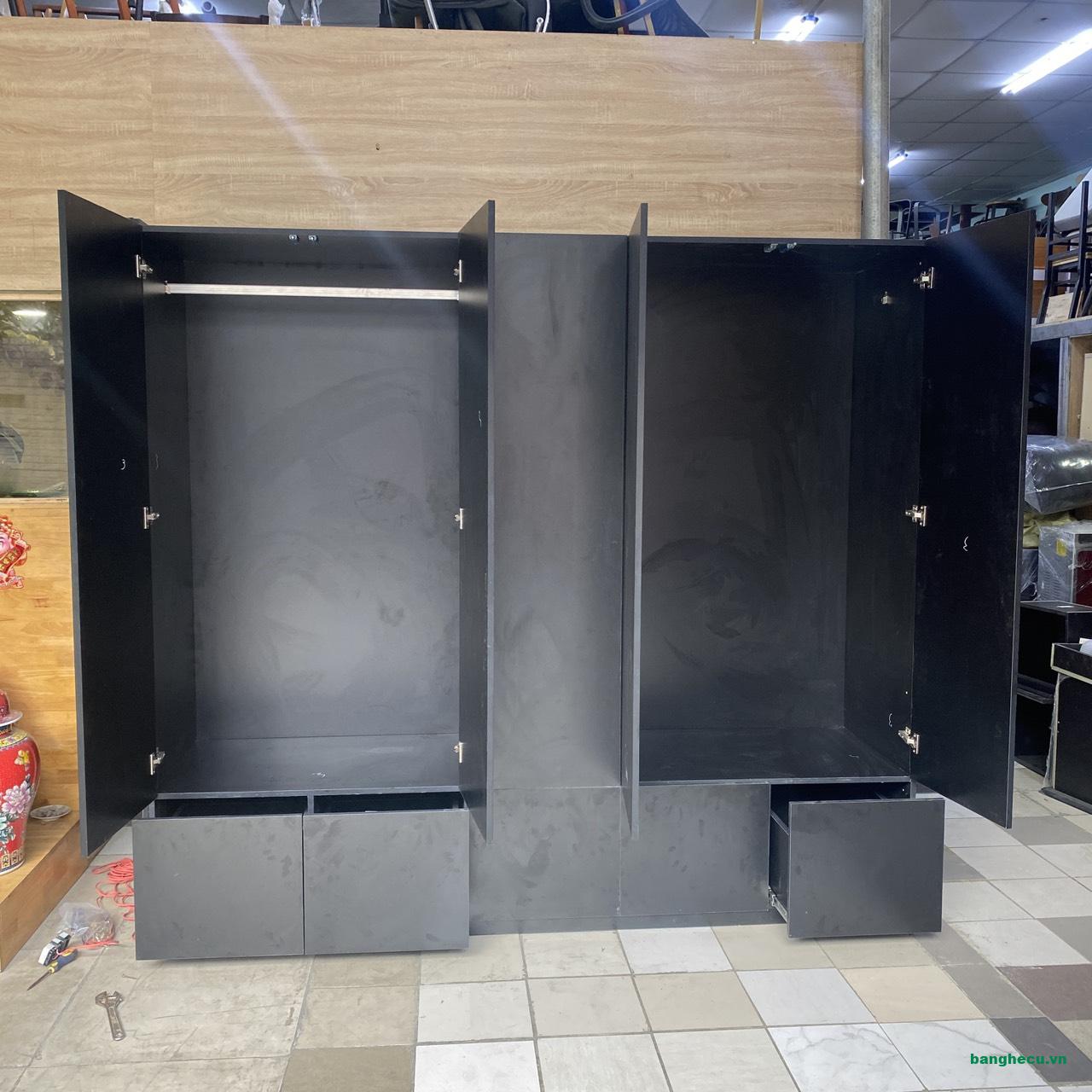 Tủ quần áo 4 cánh 2m3x2m1 màu đen hiện đại - Ảnh 5