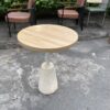 Bàn tròn cafe mặt gỗ tự nhiên chân bằng đá như mới