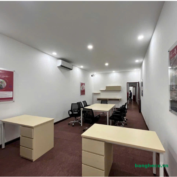 Bàn chân sắt 1m2x60cm màu kem 3 hộc kéo