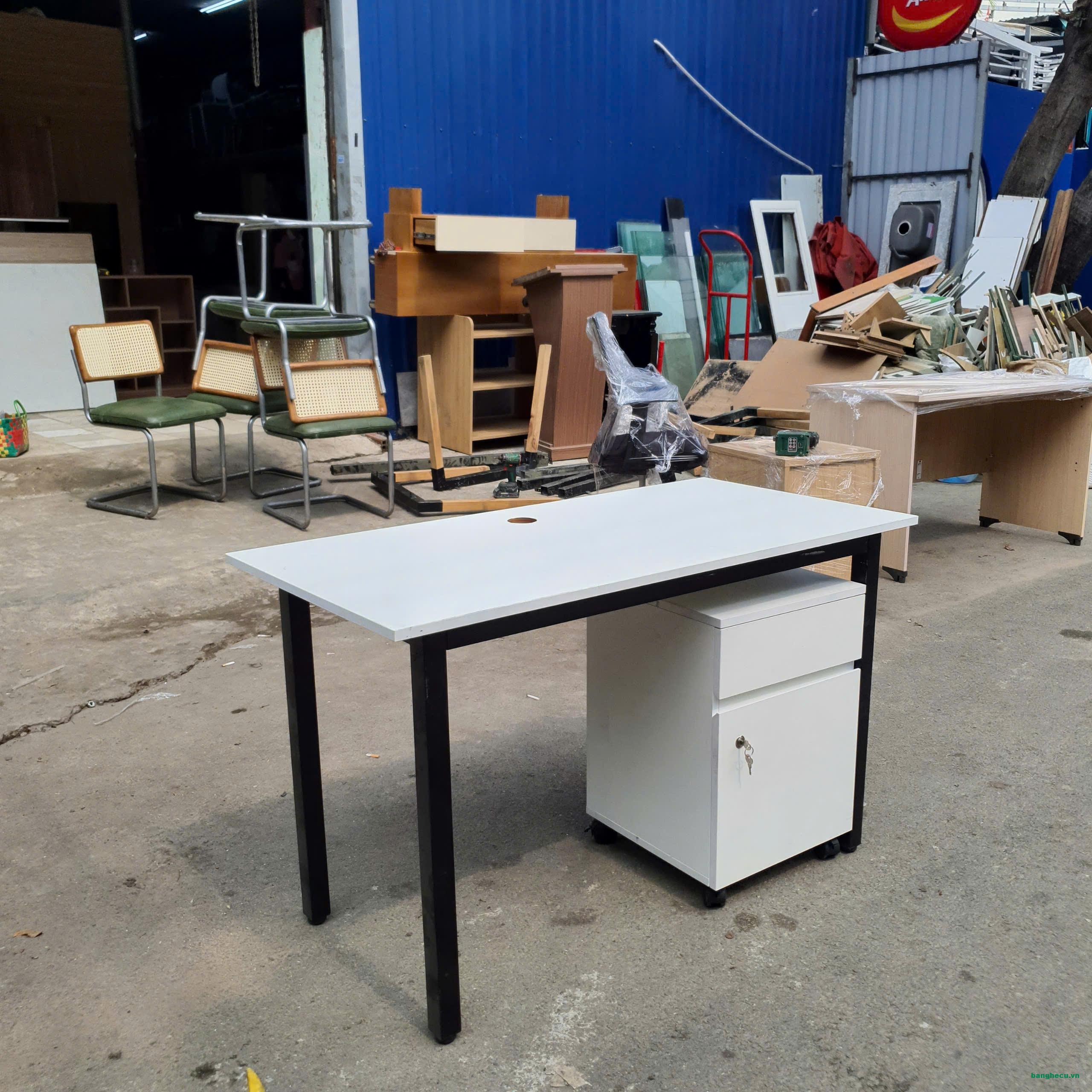 Combo bàn làm việc chân sắt kết hợp tủ cabin 2 ngăn mới 90% - Ảnh 2
