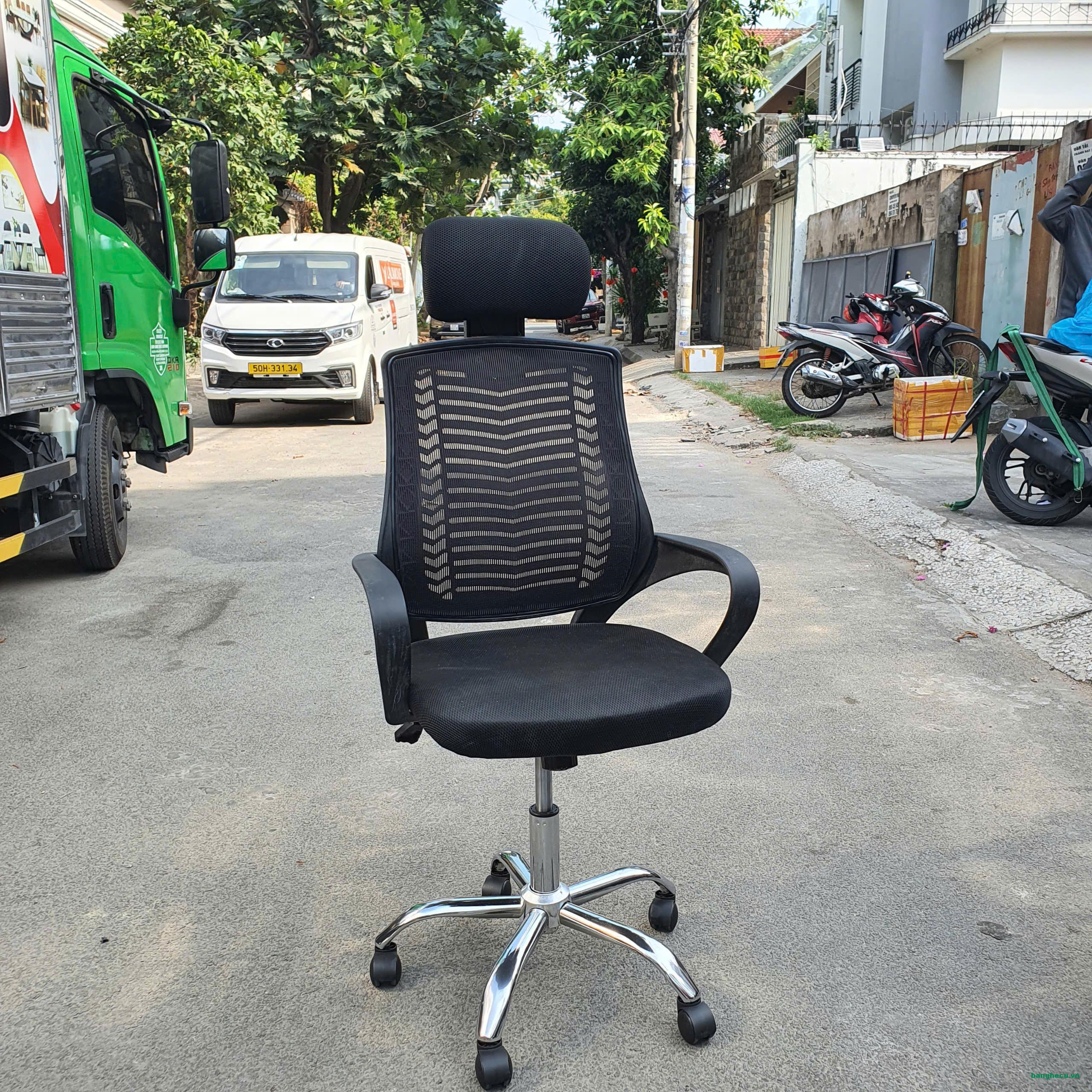 Thanh lý Ghế xoay lưng lưới có tựa đầu chân inox cao cấp