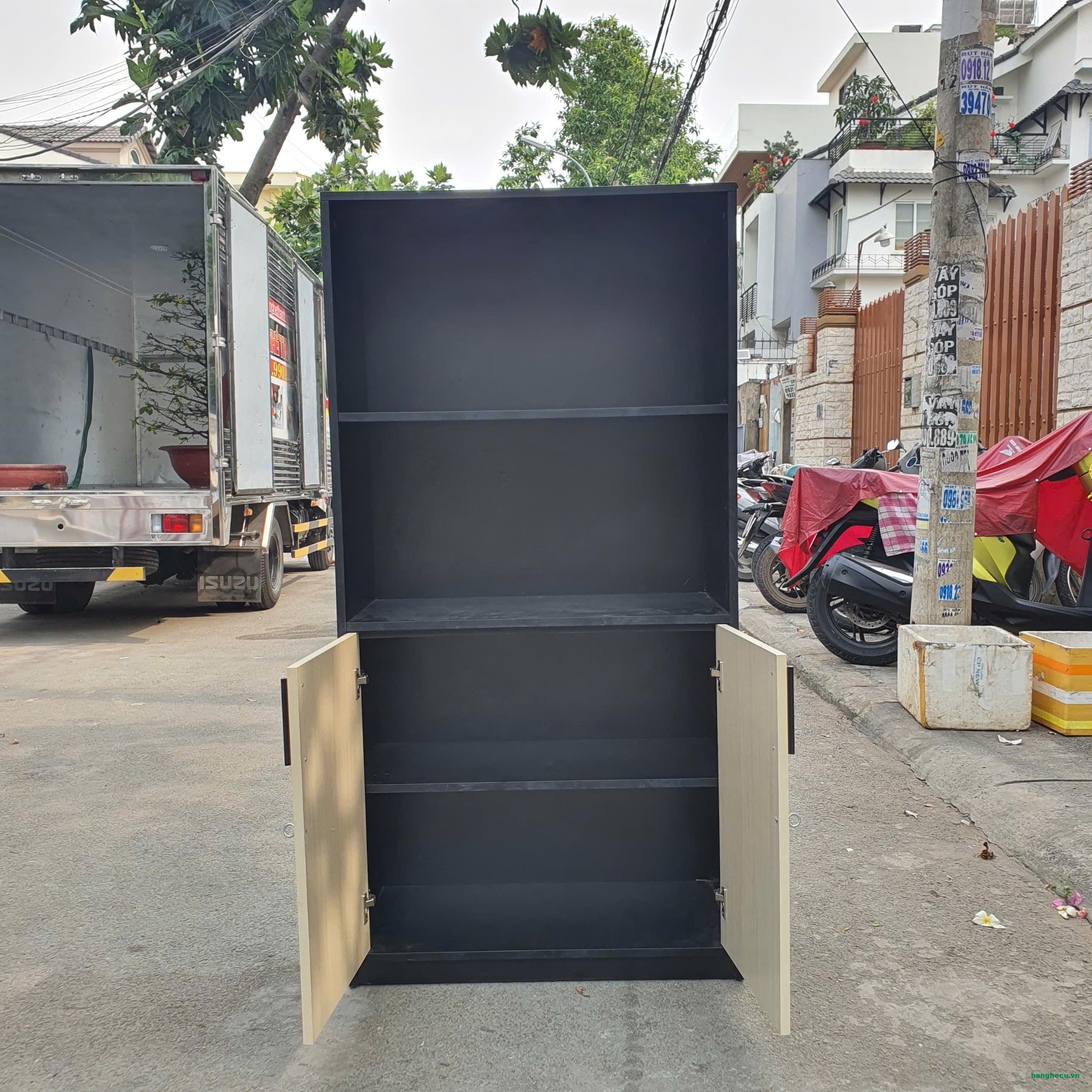 Tủ kệ hồ sơ, tài liệu gỗ MDF màu nâu 80cmx1m6 - Ảnh 2