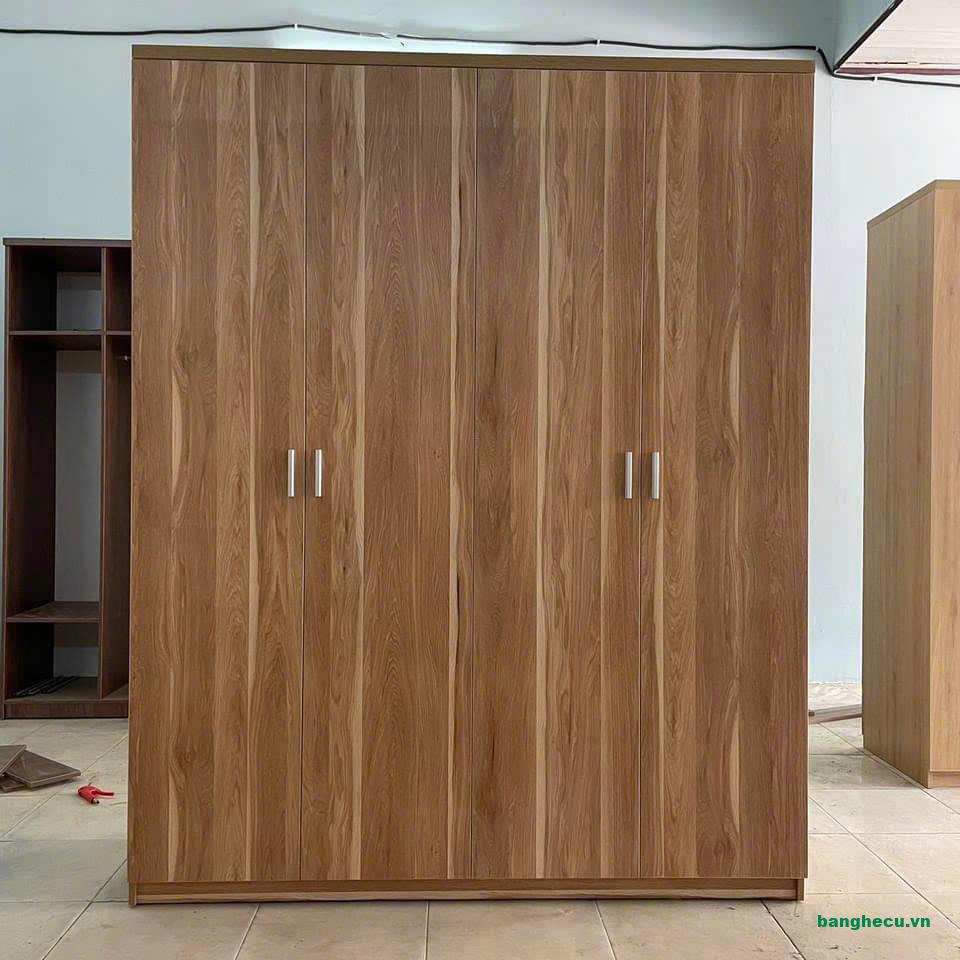 Tủ quần áo MDF màu nâu 4 cánh cao cấp