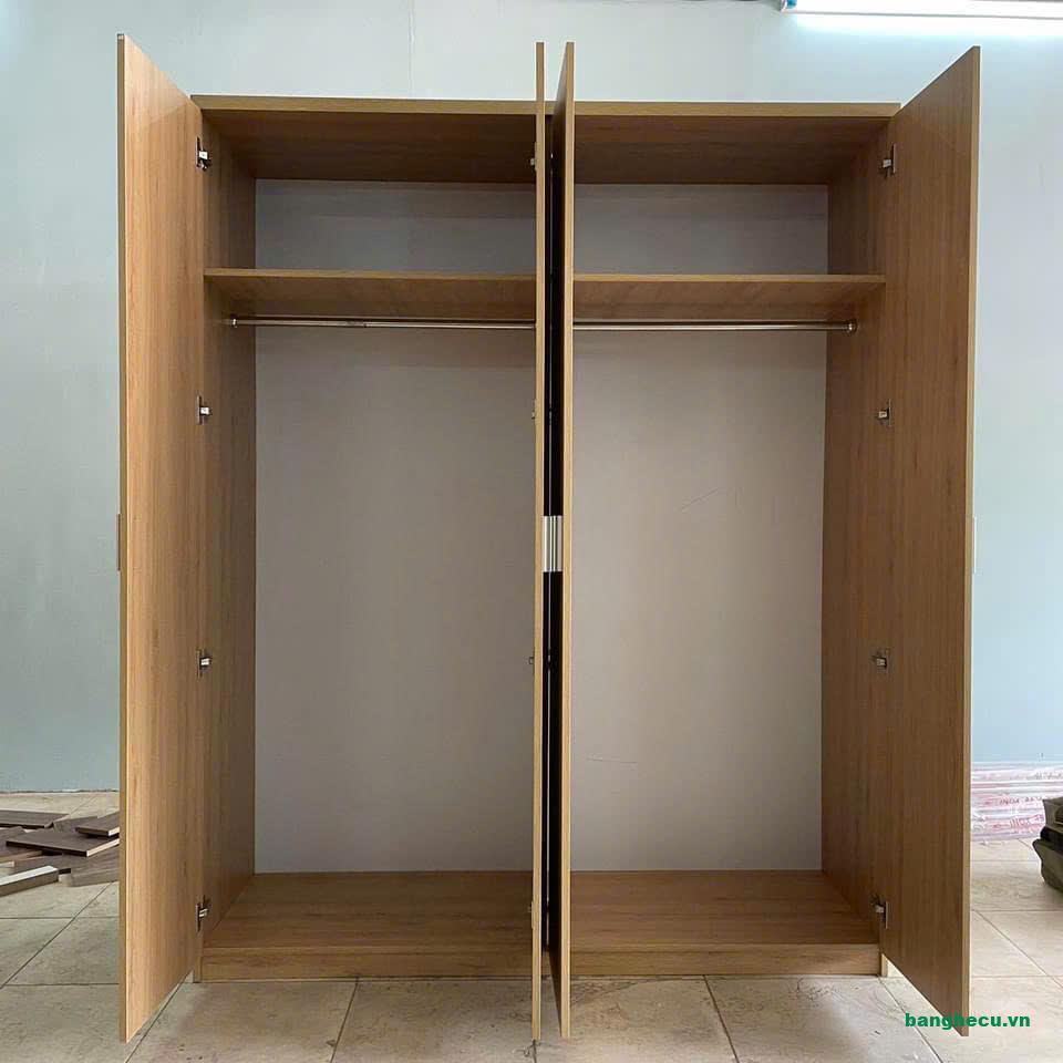 Tủ quần áo MDF màu nâu 4 cánh cao cấp - Ảnh 2
