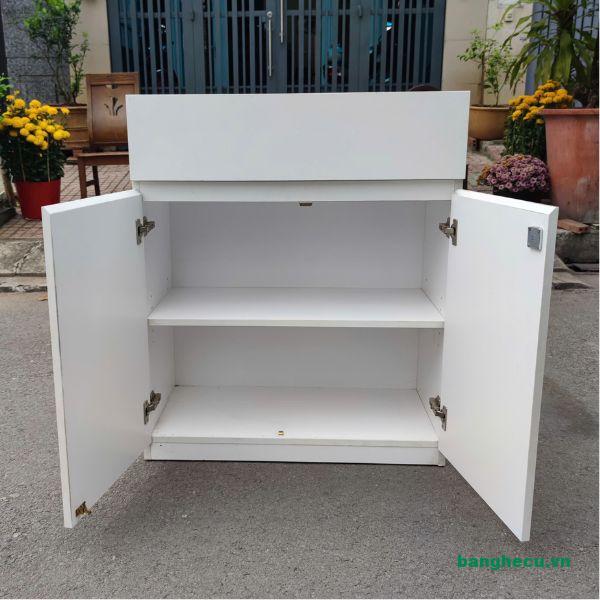 Tủ hồ sơ thấp 2 cánh gỗ MDF màu trắng thanh lý - Ảnh 2