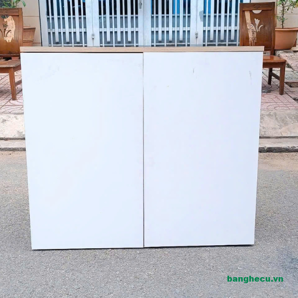 Tủ hồ sơ thấp 2 cánh gỗ MDF màu trắng thanh lý