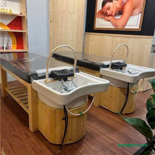 Giường gội đầu có bồn khung gỗ tự nhiên cao cấp