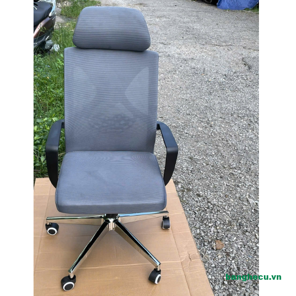 Ghế xoay văn phòng có tựa đầu chân inox cao cấp