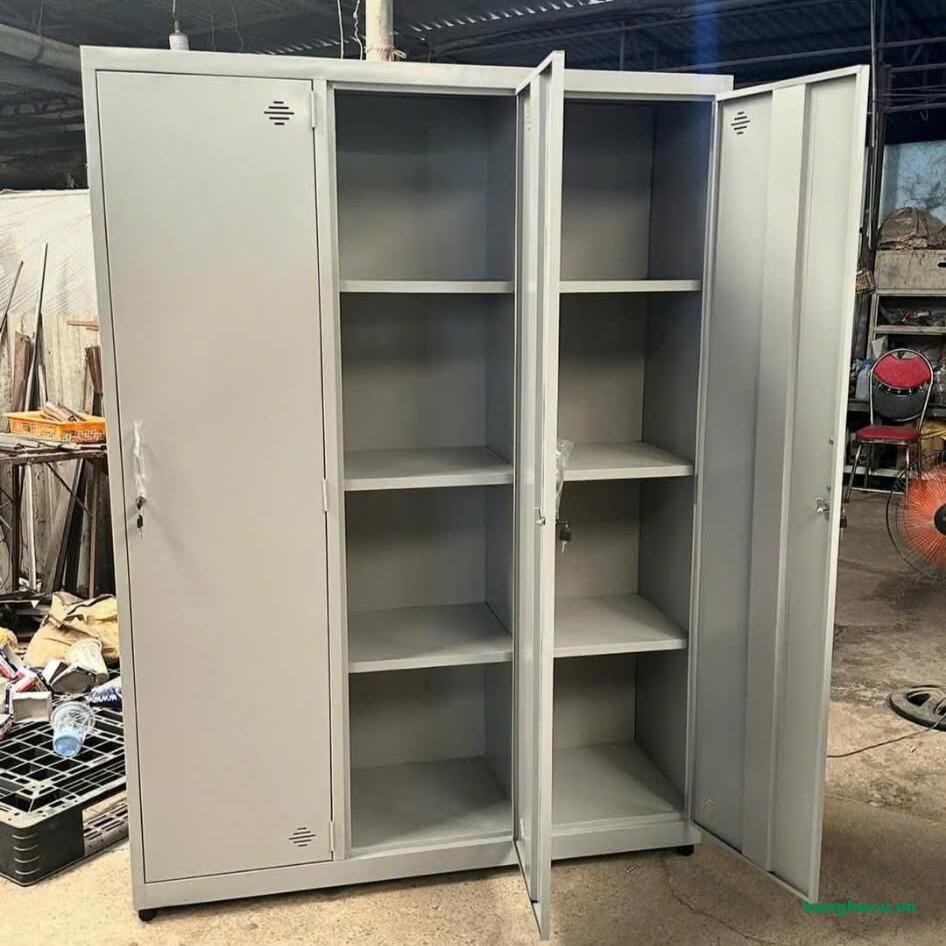 Tủ hồ sơ sắt 3 cánh màu xám mới 100%