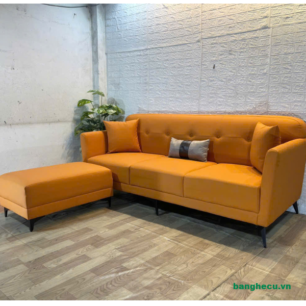 Ghế sofa chữ L bọc da cao cấp màu nâu