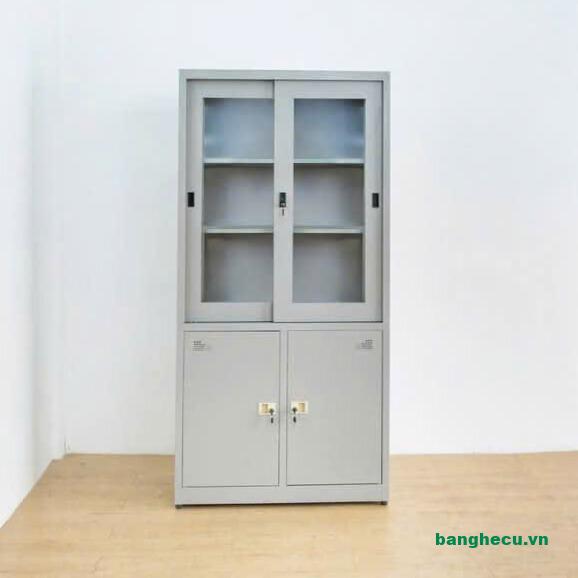 Tủ sắt cửa kính lùa mới 100%