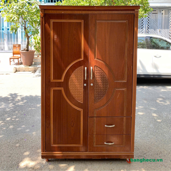 Tủ quần áo gỗ 2 cánh màu nâu 1m2x2m mới 90%
